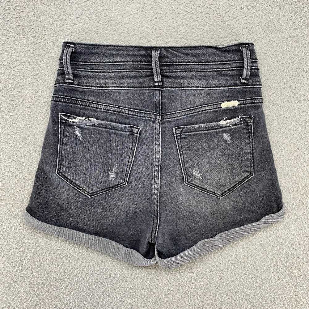 Kancan Denim Shorts Womens 0/25 Kurvy Ultra High Rise Stretchy Distressed Curvy - Picture 12 of 13